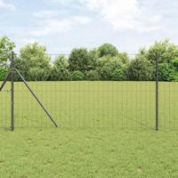 VidaXL Hek met paal grijs 1,4 x 10 m staal en pvc - thumbnail