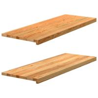 VidaXL Vensterbanken 2 st 110x40x2 cm massief eikenhout lichtbruin - thumbnail