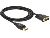 Delock 85313 DisplayPort-kabel DisplayPort / DVI Aansluitkabel DisplayPort-stekker, DVI-D 24+1-polige stekker 2 m Zwart Vergulde steekcontacten, Verdraaid, - thumbnail