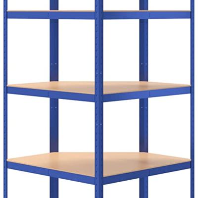 VidaXL Hoekrek 5-laags staal en bewerkt hout blauw