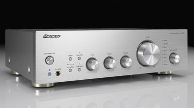 Pioneer A-40AE Volledige versterker (met 2 x 60 W, met nieuwe Direct Energy constructie en MM-phono- en digitale ingang) zilver