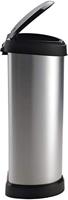 Curver decobin afvalbak ovaal push 40 liter zilver metallic - thumbnail