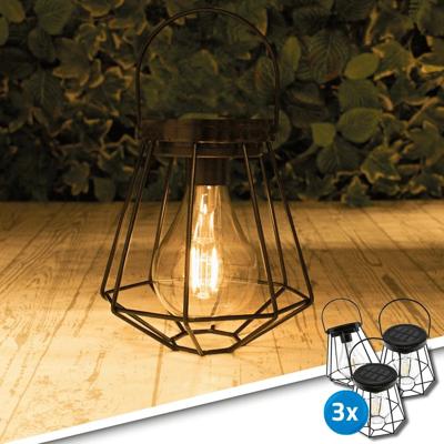 3 stuks solar led lamp vogue zwarte buitenlamp op zonne energie