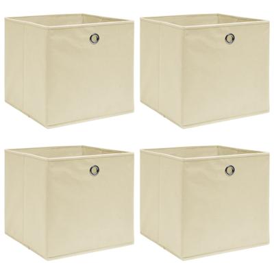 VidaXL Opbergboxen 4 st 32x32x32 cm stof crèmekleurig VidaXL Opbergboxen 4 st 32x32x32 cm stof crèmekleurig