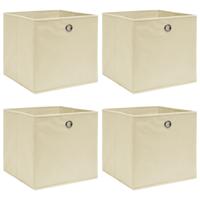 VidaXL Opbergboxen 4 st 32x32x32 cm stof crèmekleurig - thumbnail