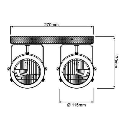 Brilliant Landelijke opbouwspotCarmen Wood 2-lichts - 72029/84