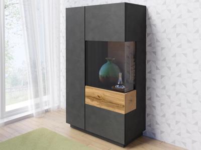 Commode SILAC 2 deuren (rechts) matera/wotan eik met verlichting Commode SILAC 2 deuren (rechts) matera/wotan eik met verlichting