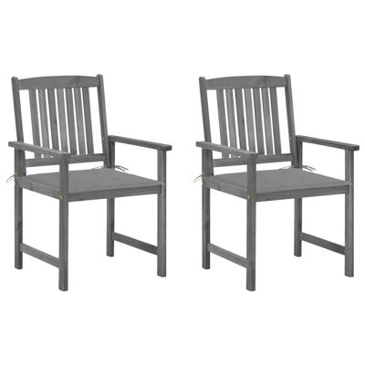 VidaXL Tuinstoelen 2 st met kussens massief acaciahout grijs