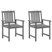 VidaXL Tuinstoelen 2 st met kussens massief acaciahout grijs - thumbnail