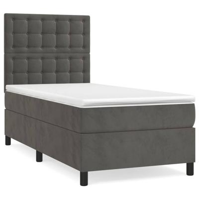 Boxspring met matras fluweel donkergrijs 90x200 cm