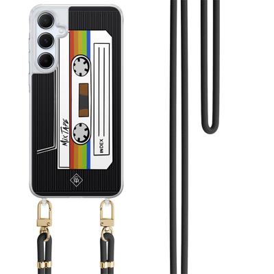 Samsung Galaxy A15 hoesje met zwart koord - Cassette mixtape Samsung Galaxy A15 hoesje met zwart koord - Cassette mixtape