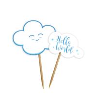 Prikkers Babyshower Roze Wolkjes - 24 Stuks - thumbnail