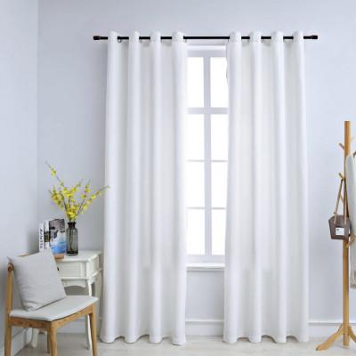 VidaXL Gordijnen verduisterend met ringen 2 st 140x175 cm gebroken wit