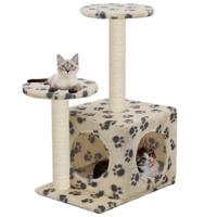 VidaXL Kattenkrabpaal met sisal krabpalen 60 cm pootafdrukken beige - thumbnail