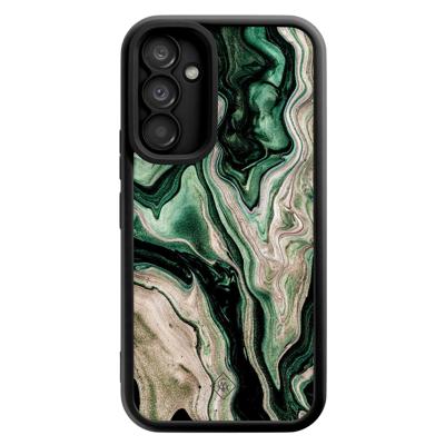 Samsung Galaxy A34 zwarte case - Green waves Samsung Galaxy A34 zwarte case - Green waves
