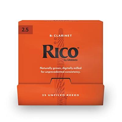 D'Addario Woodwinds RCA0125-B25 Rico Bb klarinetriet, 2.5, 25-Count Single Reeds, Unfiled