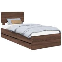 Bedframe met lade Bruine eik 75 x 190 cm Geconstrueerd hout - thumbnail