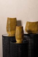 PTMD Reffa Ovale Bloempot - 29 x 12,5 x 23,5 cm - Keramiek - Geel - thumbnail