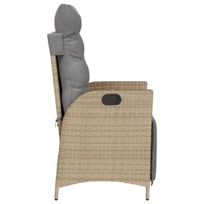 Tuinstoel verstelbaar met voetensteun poly rattan gemengd beige