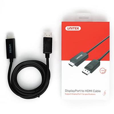 UNITEK Y-5118CA video kabel adapter 1,8 m HDMI Type A (Standaard) DisplayPort Zwart