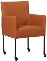 Cognac leren moderne kuipstoel Desire - poot rond zwart met wiel - Hermes Leer Cognac (cognac leer) - thumbnail