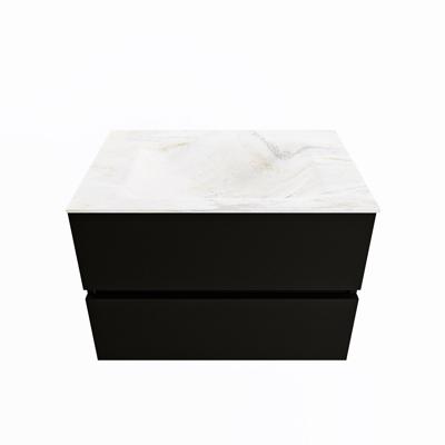 MONDIAZ VICA-DLUX 70cm badmeubel onderkast Urban 2 lades. Inbouw wastafel CLOUD midden zonder kraangat, kleur Ostra.