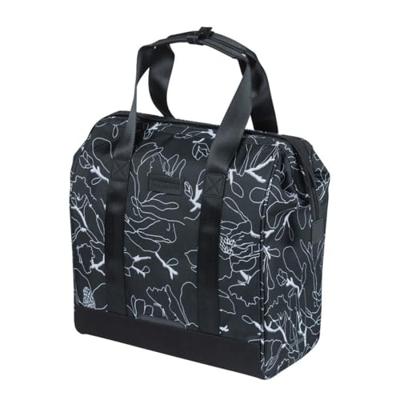 Basil Grand Flower fietsshopper - zwarte waterafstotende tas met laptopvak - 23L