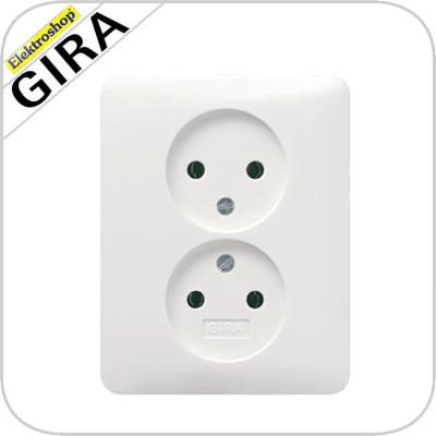 Gira 2-voudige wandcontactdoos zuiverwit glanzend