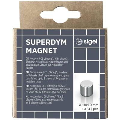 Sigel Neodymium magneet C5 Strong (Ø x h) 10 mm x 10 mm Cilinder Zilver 10 stuk(s) BA701 Sigel Neodymium magneet C5 Strong (Ø x h) 10 mm x 10 mm Cilinder Zilver 10 stuk(s) BA701