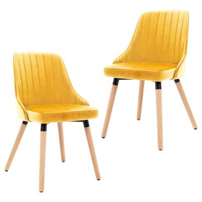vidaXL Eetkamerstoelen 2 st fluweel geel vidaXL Eetkamerstoelen 2 st fluweel geel