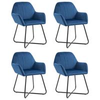 Eetkamerstoelen 4 st fluweel blauw - thumbnail