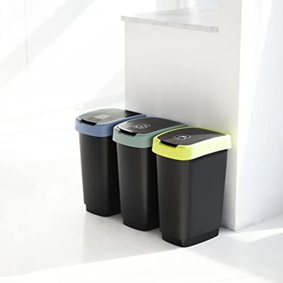 Rotho twist afvalbak 10l horizon blauw/antraciet Rotho twist afvalbak 10l horizon blauw/antraciet