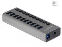 Delock 63670 USB-C (USB 3.2 Gen 2) multiport hub 10 poorten Grijs - thumbnail
