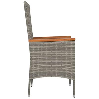 Tuinstoelen 4 st met kussens poly rattan grijs - thumbnail