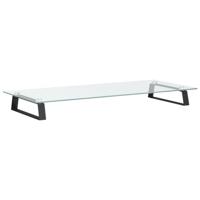 VidaXL Monitorstandaard 80x35x8 cm gehard glas en metaal zwart - thumbnail