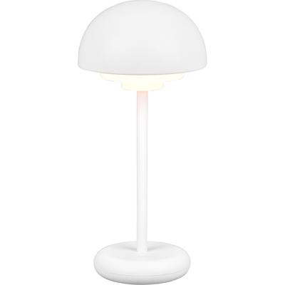 LED Tafellamp met Oplaadbare Batterijen - Trion Berna - 2W - Warm Wit 3000K - Spatwaterdicht IP44 - Dimbaar - Rond - Mat Wit - Kunststof