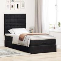 Ottoman bed met matrassen 100x200cm fluweel zwart - thumbnail