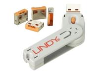 Lindy 40453 USB Port Blocker - Pack 4, Colour Code: Orange - thumbnail
