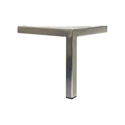 Stalen meubelpoot rvs look hoek 18 bij 18 cm en hoogte 16 cm (2 x 2 cm)
