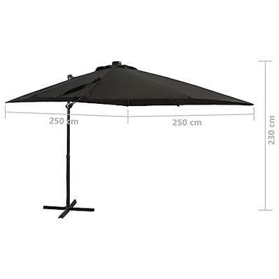 VidaXL Zweefparasol met paal en led-verlichting 250 cm zwart