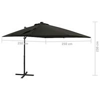 VidaXL Zweefparasol met paal en led-verlichting 250 cm zwart - thumbnail