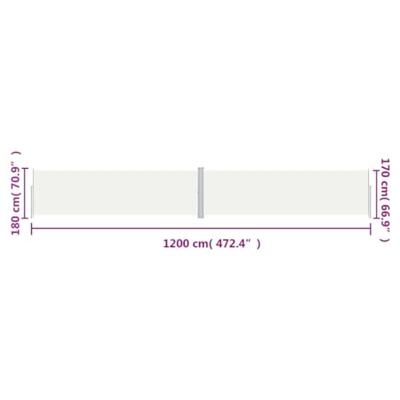VidaXL Windscherm uittrekbaar 180x1200 cm crèmekleurig