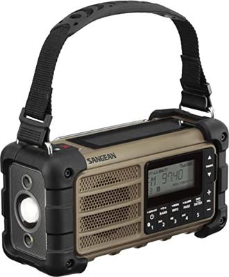 Sangean MMR-99 Outdoorradio VHF (FM) Noodradio, Bluetooth Zonnepaneel, Spatwaterbestendig, Stofdicht, Zaklamp Bruin