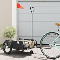 VidaXL Fietstrailer oxford stof en ijzer zwart - thumbnail