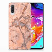 Samsung Galaxy A70 TPU Siliconen Hoesje Marmer Oranje - thumbnail