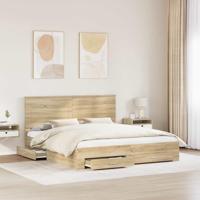Bedframe met hoofdeinde Sonoma Eiken 180 x 200 cm Bewerkt hout - thumbnail