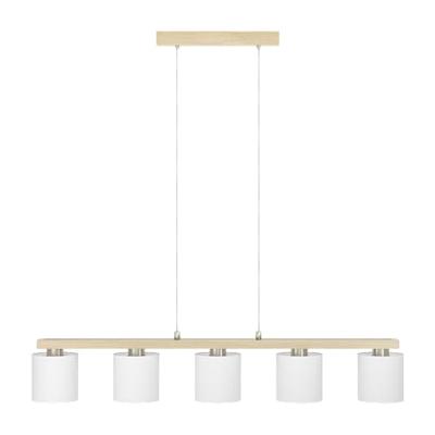 Eglo Eetkamer hanglampCastralvo houtbruin met witte kappen - 901291 - thumbnail
