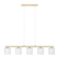 Eglo Eetkamer hanglampCastralvo houtbruin met witte kappen - 901291 - thumbnail