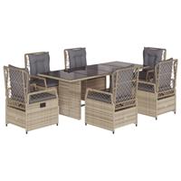 7-delige Tuinset met kussens poly rattan beige - thumbnail