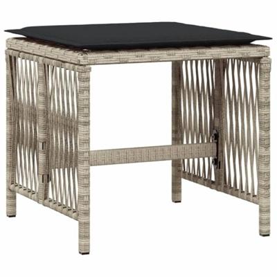 Tuinkrukken 4 st met kussens 41x41x36 cm poly rattan lichtgrijs